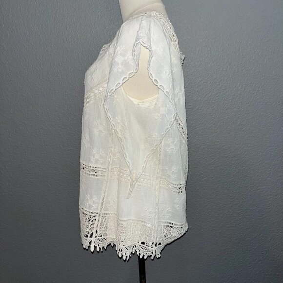 DEMOCRACY Cream Ivory Boho Lace Crochet Top with matching Cami - NWOT - Size M - Picture 3 of 12